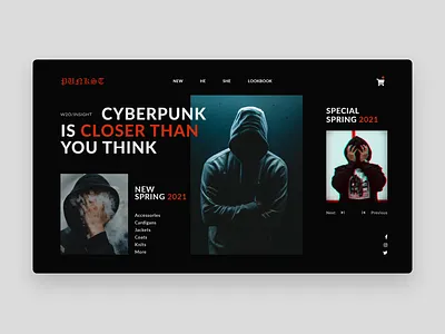 CyberPunk Online Clothing Store UI Design cyberpunk website design cyberpunk website template e commerce website landing page online shop website online store ui ui design ui ux user experience design website concept website design