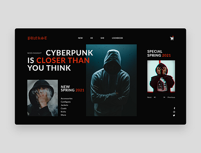 CyberPunk Online Clothing Store UI Design cyberpunk website design cyberpunk website template e commerce website landing page online shop website online store ui ui design ui ux user experience design website concept website design