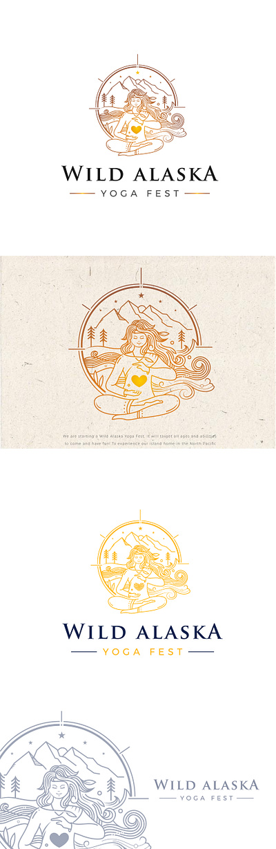 Wild Alaska Yoga Fest branding illustration logo vector