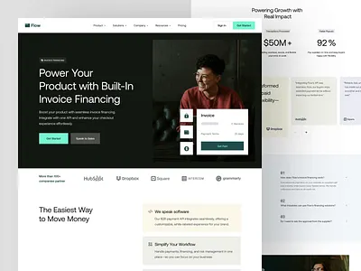 Flow - Finance Payment Solution animation b2b banking clean creditcard finance financial fintech landing page money payment saas startup transaction ui ux wealth wealth managamenet web design website