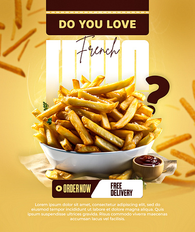 FRENCH FRIES POSTER DESING fast food food poster design french fries french fries poster graphic design poster poster design social media social post