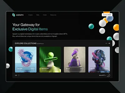 Agraph: nft marketplace, web design, hero, landing blockchain clean coin crypto landing landing page nft token ui ui design ux web web design