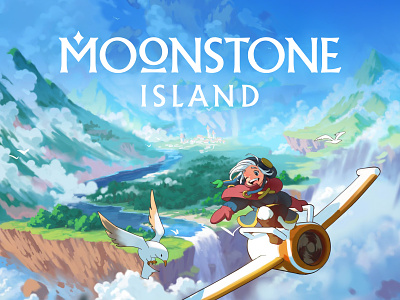 Moonstone Island alchemy branding design fantasy game title graphic design logo logotype rpg game wordmark