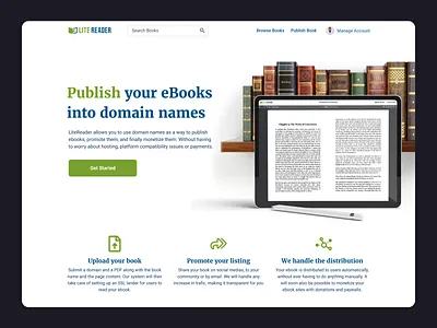 LiteReader Homepage branding clean hero homepage landing light minimal ui web website