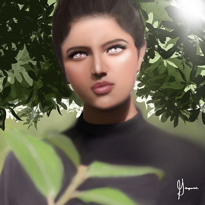 Deep art artistic design drawing female female character feminine forest graphic design green illustration illustrator painting portrait procreate