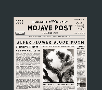 Mojave Post Design blackandwhite california desert figma joshua tree monochromatic newspaper newspaper design post print type vintage