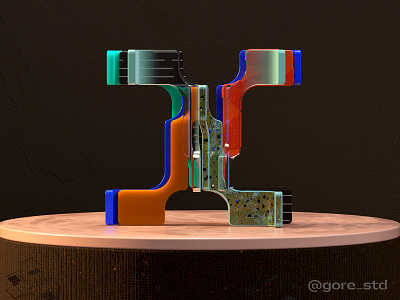 Modernismo. Letter X ***36Days of Type 2021 3d 3d art 3d artist 3d type 3dfont 3dillustration 3dtype abstract type art direction color colors constructivism design experimental type illustration playfont shapes type typeface typography