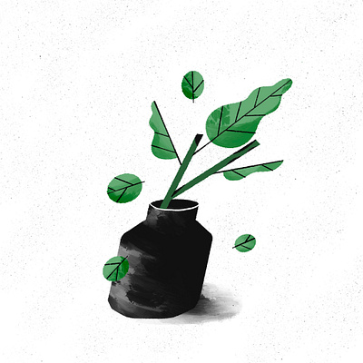 Leaves in a vase 🍃 black blue drawing green illustration leaf procreate summer vase