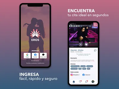 Eros APP adobexd app app design application branding dates design love loveapp practice product technology ui young