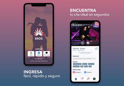 Eros APP adobexd app app design application branding dates design love loveapp practice product technology ui young