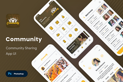 Community App UI Kit | Social App UI Kit | Society App UI Kit app design app ui app ui ki app ui kit application clone app design illustration samaj app ui ui design