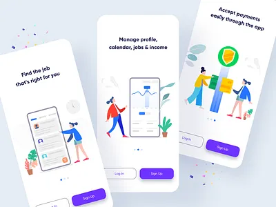 Job Finding App accept payment app onboarding appdesign appdesign2021 find a job in dubai job app job application job board joblisting joblistingapp login form manageprofile mobileapp mobileonboarding onboarding onboarding screens signupform tutorial tutorial screens uidesign