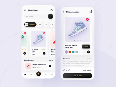 Shoes App UI Design adidas animation app app animation app design app designer ecommerce app footwear ios mobile nike popular prototype puma shoes shopping snickers trending ui ux