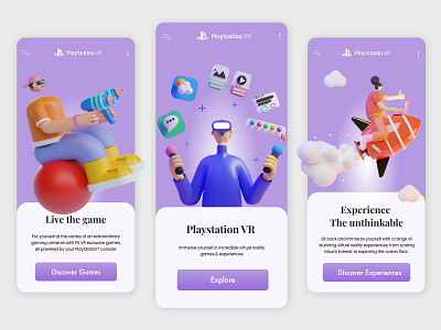 Playstation VR App Design 3d illustration app app design illustraion minimal oculus oculus rift playstation playstation 4 playstation5 vr