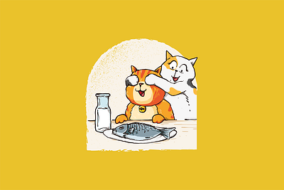Romantic Couple adorable bithday card cartoon cartoons cat character couple eat fish food gift greeting illustration love milk party present surprise t shirt