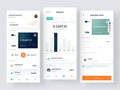 Finance Mobile App bank bank app banking app finance finance app minimalist ui uidesign user interface userinterface