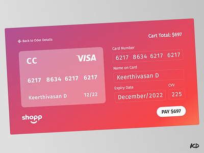 Credit Card Checkout Page adobe xd card card design cards cards ui checkout credit card design gradient logo simple ui