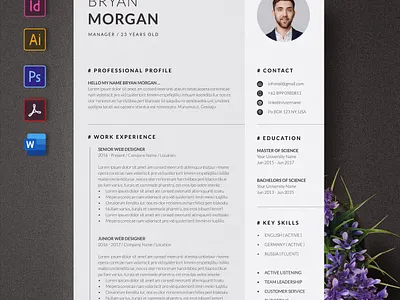 Modern Resume or CV Template a4 clean cover letter curriculum vitae cv cv design elegant minimal resume template resume word