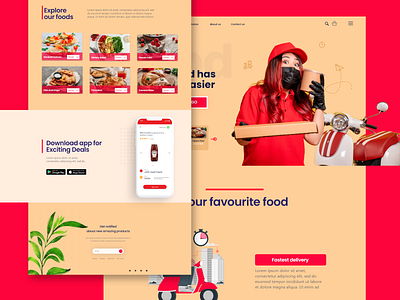 Food Delivery - Web Design 3d 3d animation branding delivery delivery service design food food and drink landingpage ui ui design uidesign ux ui web design webdesign website website design