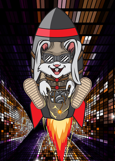 rocket bunny bomb bunny design fly funny illustration rocket vector