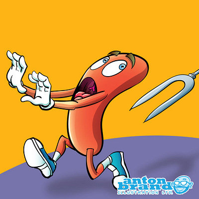 Sausage in trouble adobe adobeillustrator cartoon character cute funny humour illustration illustrator vector