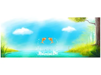 Jumping Fish coloring digitalart illustraion photoshop