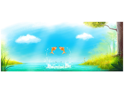 Jumping Fish coloring digitalart illustraion photoshop