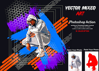 Vector Mixed Art Photoshop Action 1 app branding design graphic design illustration illustrator minimal ui ux web website