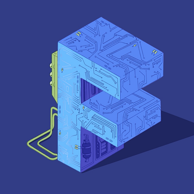 36 Days of Type Letter F 36daysoftype 36daysoftype08 comicart cyberpunk design digitalart illustration letterf lettering machine robot type typeface typography vector