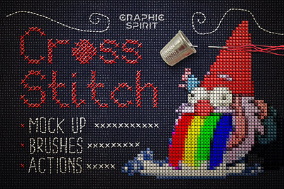 Cross Stitch Photoshop Action actions add on brushes canvas cross cross stitch design effect embroidery fonts free mock up mockup patterns photoshop stitch styles template textures thread