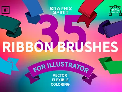 Vector Ribbon Brushes Illustrator adobe ai banner brush brushes color coloring design download elegant flat flexible hd illustrator pack retro ribbon style vector vintage