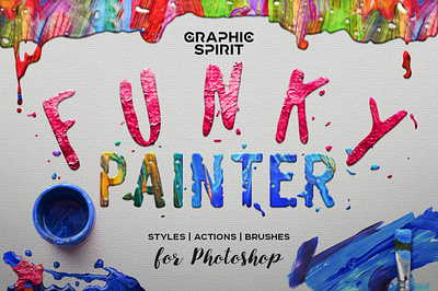 FUNKY PAINTER Photoshop Creative Kit actions art brushes creative drawing effect kit knife layer mural oil old paint patina photoshop realistic painting retro styles texture vintage