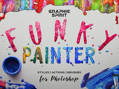 FUNKY PAINTER Photoshop Creative Kit actions art brushes creative drawing effect kit knife layer mural oil old paint patina photoshop realistic painting retro styles texture vintage