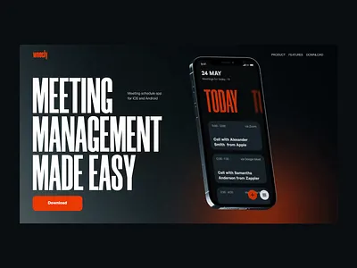Meeting Schedule App Landing Page animation app landing page calendar design studio interaction design interface landing page landing page design meeting app mobile app schedule app ui user experience user interface ux web web design web marketing website