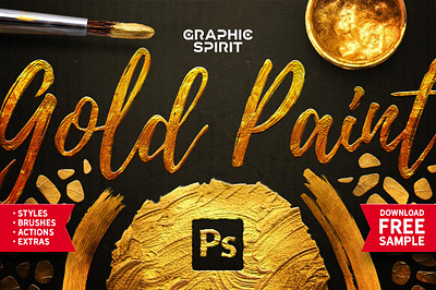 TOOLKIT Gold Paint Effect Photoshop actions backgrounds brushes color design effect embossed filter foil font gold letters metallic paint pattern photoshop psd styles template texture