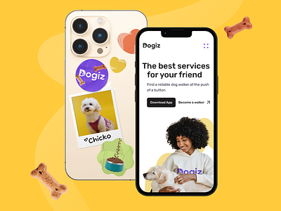 Dogiz - Mobile brand branding dog dogiz graphic design hero hero image logo mobile pets responsive stickers ui web webiste