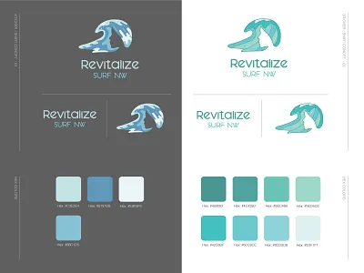 Endless Patterns for Revitalize Surf NW abstract beach girl girl surfer illustration logo logo design mockup negative space logo ocean revitalize shape surf logo surfing tidal wave vector water woman face