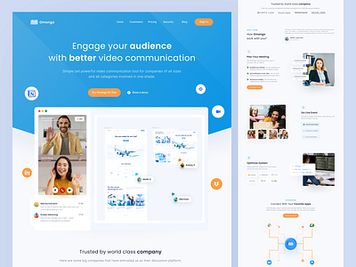 Omongo - Landing Page Video Conference app clean clean ui clean website design dribbble freelance freelancer landing page popular popular design popular shot ui uiux user interface user interface design userinterface video conference video conferencing websites