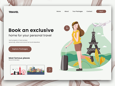 Travel web page animation art branding design graphic design icon illustrator typography ui ux vector