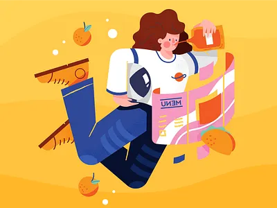Space Food adobe illustrator astronaut character food illustration illustrator menu orange space space art spacewomen spacex taco vector vector illustration woman