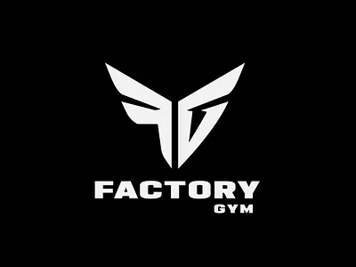 FactoryGYM Logo on Black branding factory fg fg monogram fitness fitness logo gym gym logo identity logo logo design minimal monogram panter panter vision strength typeface wings wingsbranding workout