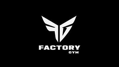 FactoryGYM Logo on Black branding factory fg fg monogram fitness fitness logo gym gym logo identity logo logo design minimal monogram panter panter vision strength typeface wings wingsbranding workout