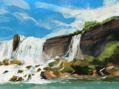 Falls background design concept art digital art illustration