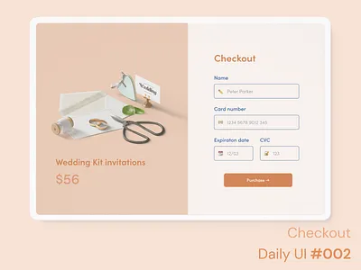 Daily UI 002 - Checkout 002 buy challenge design checkout daily ui 002 daily ui challenge form input interface mockup ipad product design ux wedding