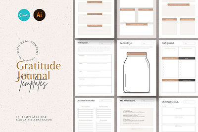 Gratitude Journal Templates app branding design graphic design illustration illustrator minimal ui ux web website