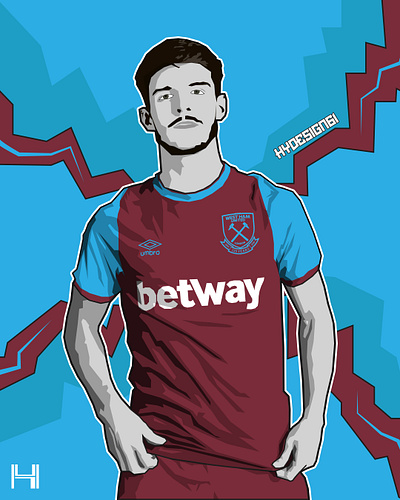 DECLAN RICE x WEST HAM UNITED app bordomavi design futbol hammers illustration illustrator jersey tasarım trabzonspor westhamunited