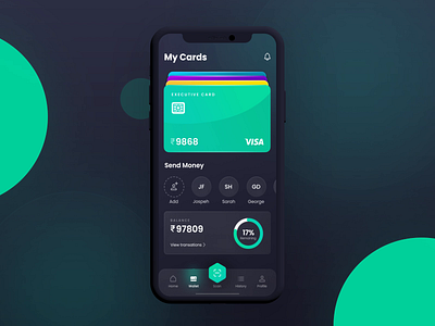 3D Wallet Concept after effects app cards ui cinema 4d design glassmorphism money ui visa wallet