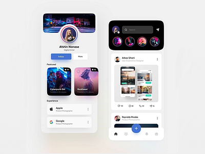 Social Media App for Professionals app app design application bio feed header hh interface light media mobile photo social social media stories tab tabbar work