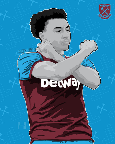 JESSE LINGARD x WEST HAM UNITED app bordomavi design futbol hammers illustration illustrator italia tasarım trabzonspor