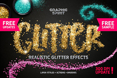 GLITTER PRO Styles, Actions, Brushes actions adding app brushes color design dust effect elements fx glitter hexagon layer paint pen photoshop realistic shine styles texture